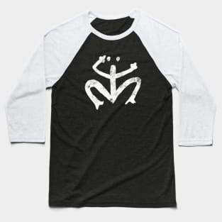 Taino Coqui Symbol - White Print - Distressed Look Baseball T-Shirt